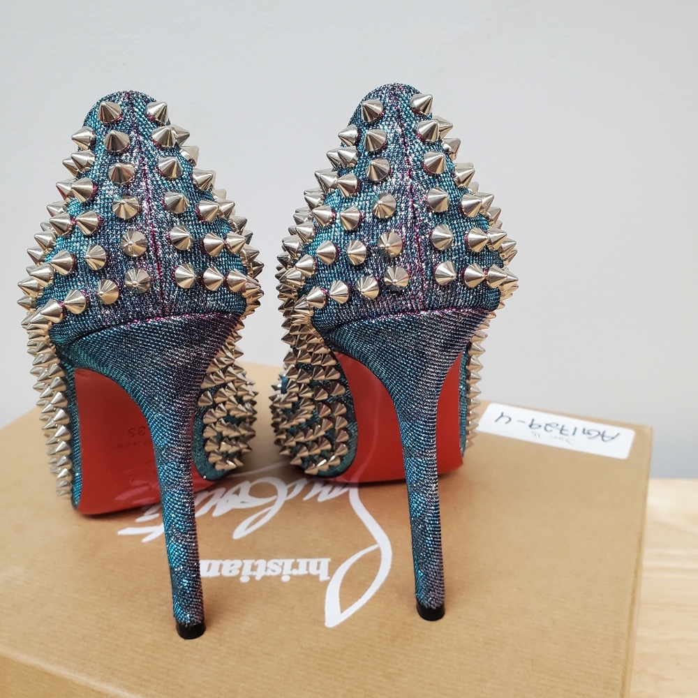 Christian Louboutin Flo Spikes 120 Turquoise Violet, 35 - Picture 4 of 10